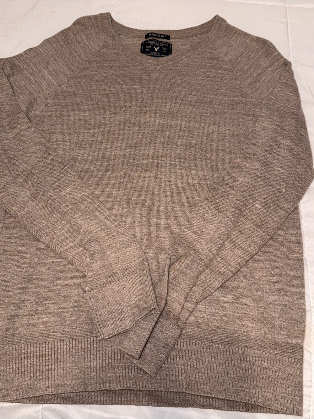 American Eagle Outfitters Men's Crewneck Sweater - Taupe Heather